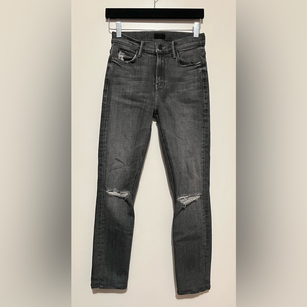 MOTHER The Mid Rise Dazzler Ankle Gray Jeans in Open Later